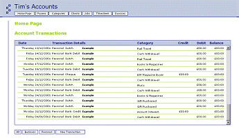 The home page shows the current account statement
