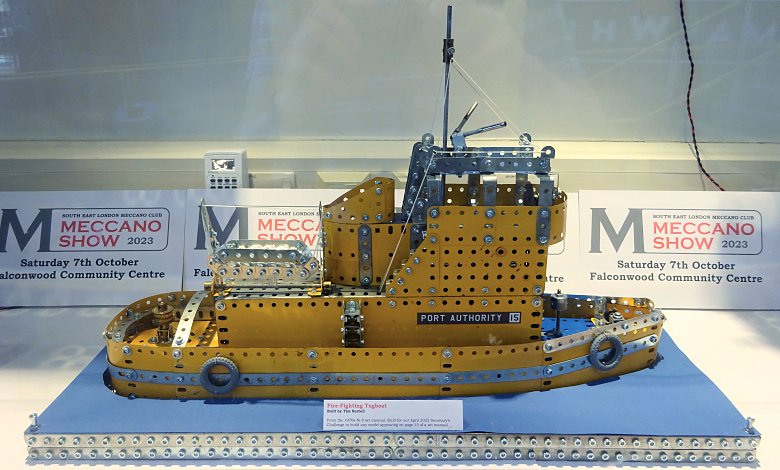 The fire-fighting tugboat in the Eltham Centre display case