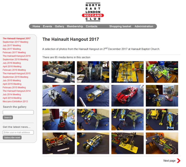 A gallery page for the Hainault Hangout 2017